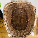 Wicker rattan log basket from the 1970s/80s