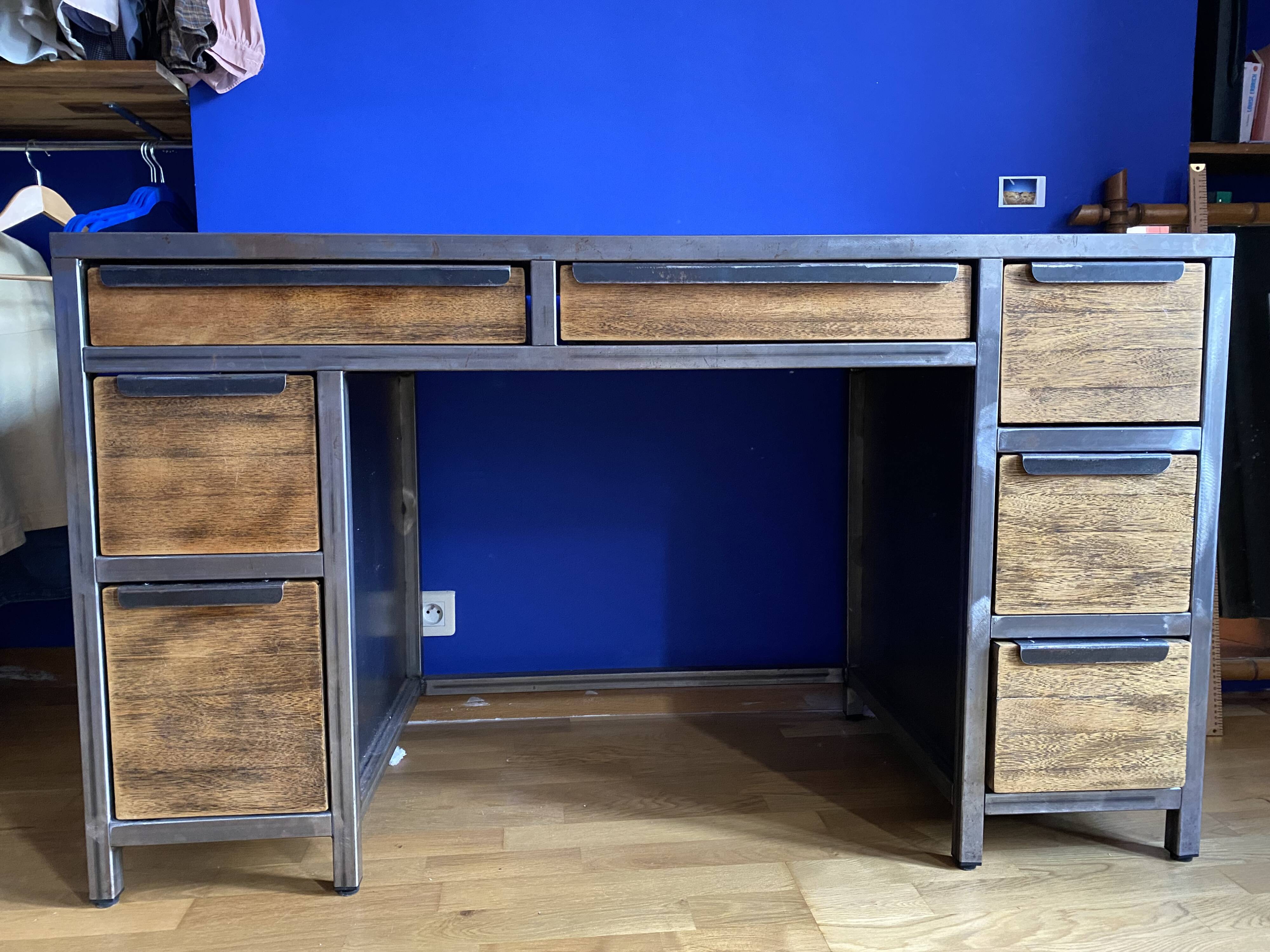 Industrial desk made of iron and wood