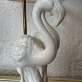Porcelain lamp with pink flamingos from the 1980s.