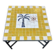 Square coffee table in yellow zellige, palm tree design.