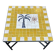 Square coffee table in yellow zellige, palm tree design.