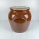 Large confit/grease pot, antique stoneware, brown colour, 1900.