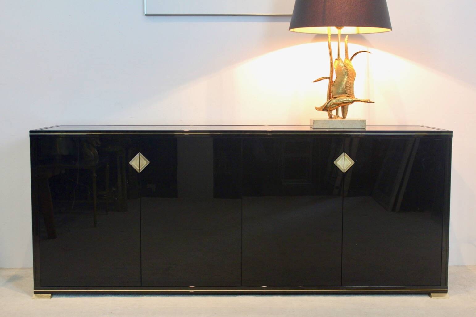 Pierre Vandel Paris Black Lacquered French Sideboard
