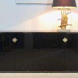 Pierre Vandel Paris Black Lacquered French Sideboard