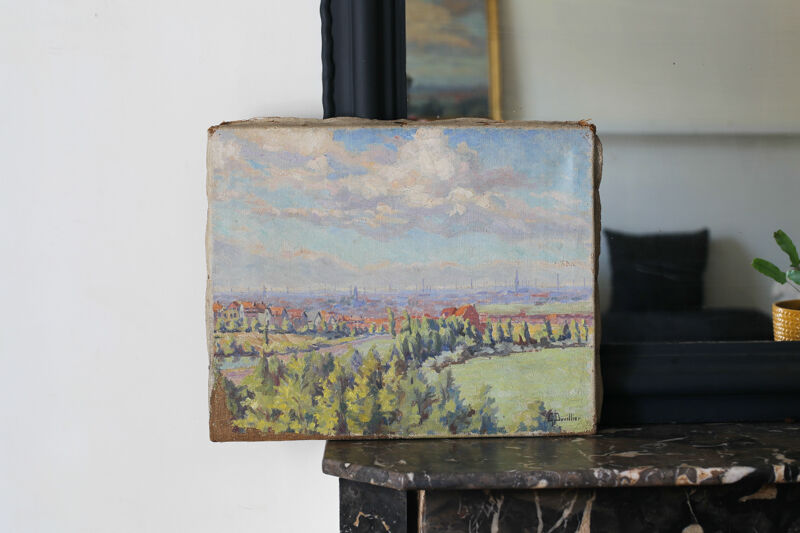 "View of the city" painting on canvas Georges Duvillier (1853 - 1926)