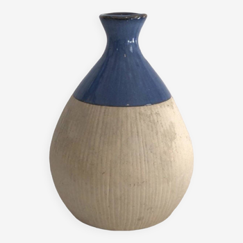 White blue ceramic vase