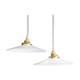2 French suspensions in smooth white opalines with new cables and sockets