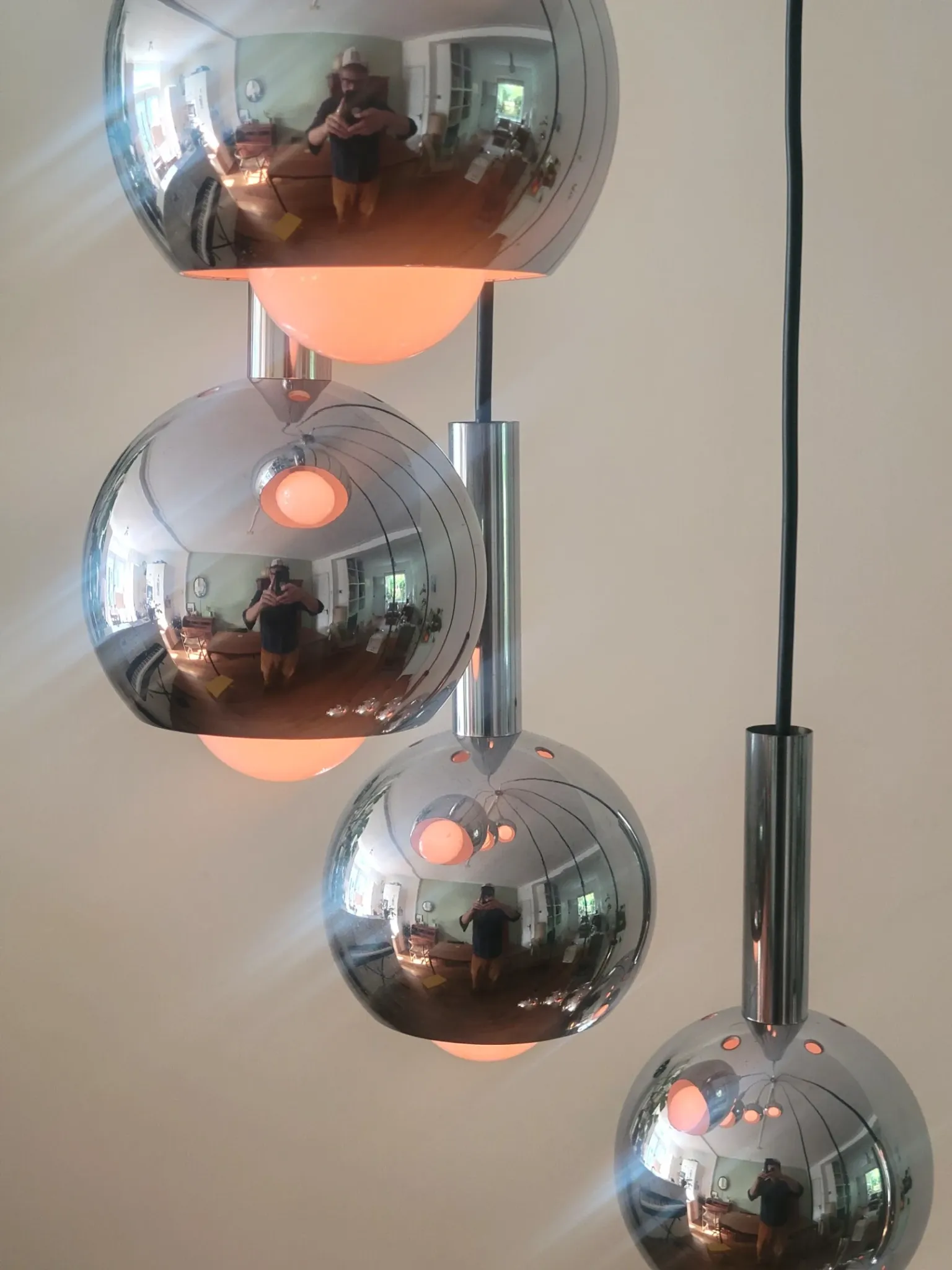 Wortmann & Filz cascade pendant lamp in chrome, Germany 1970