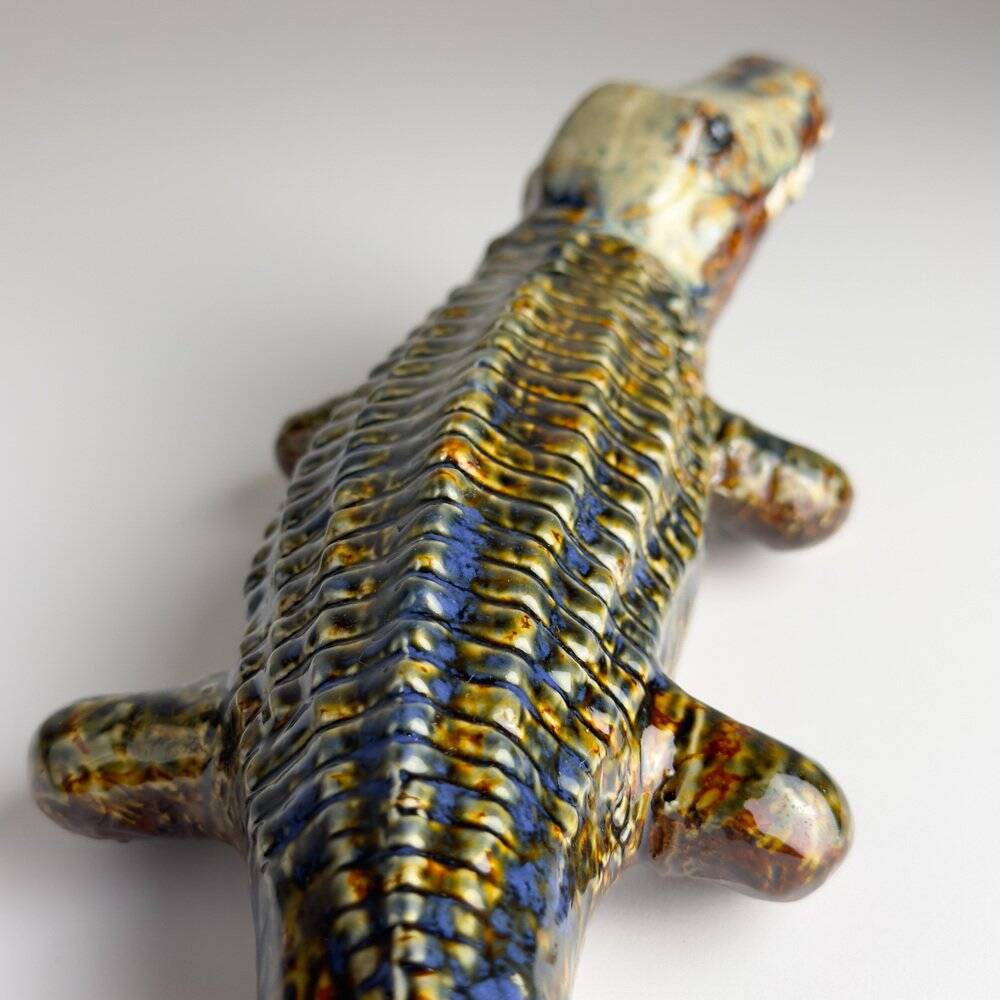 Vintage ceramic crocodile sculpture from Bassano, Italy, 1980s.
