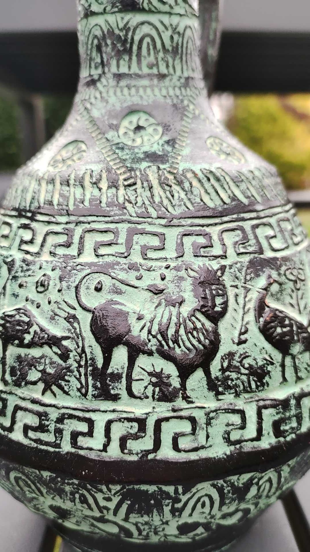 Ancient Greek/Rhodes amphora vase, with inclusions of animal decorations Greek mythology