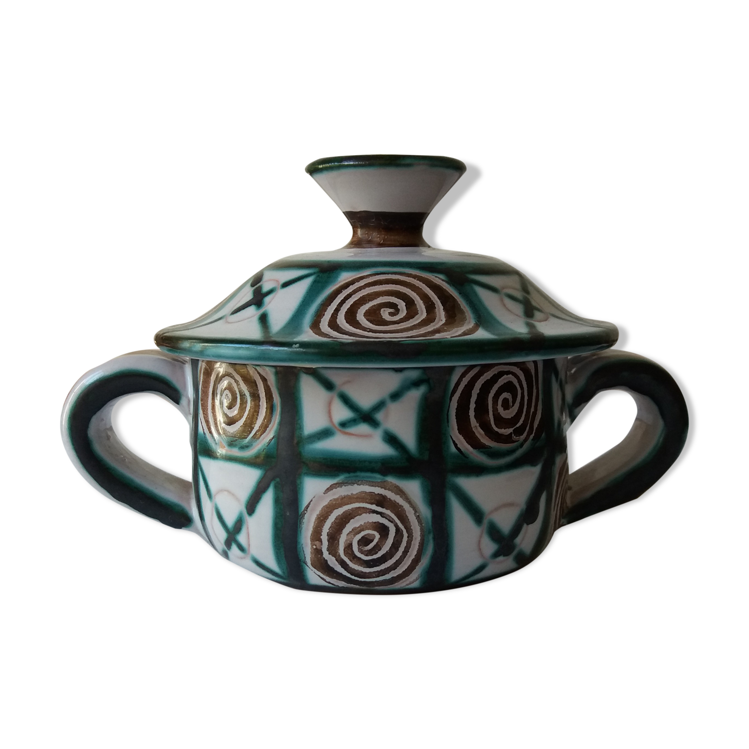 Pot couvert sucrier signed r.p. robert picault Vallauris