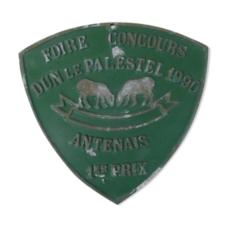 Ancienne plaque de concours agricole élevage ovin antenais 1er prix 1990