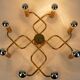 large 1970s sputnik brass CEILING LAMP 8-light ceiling fixture