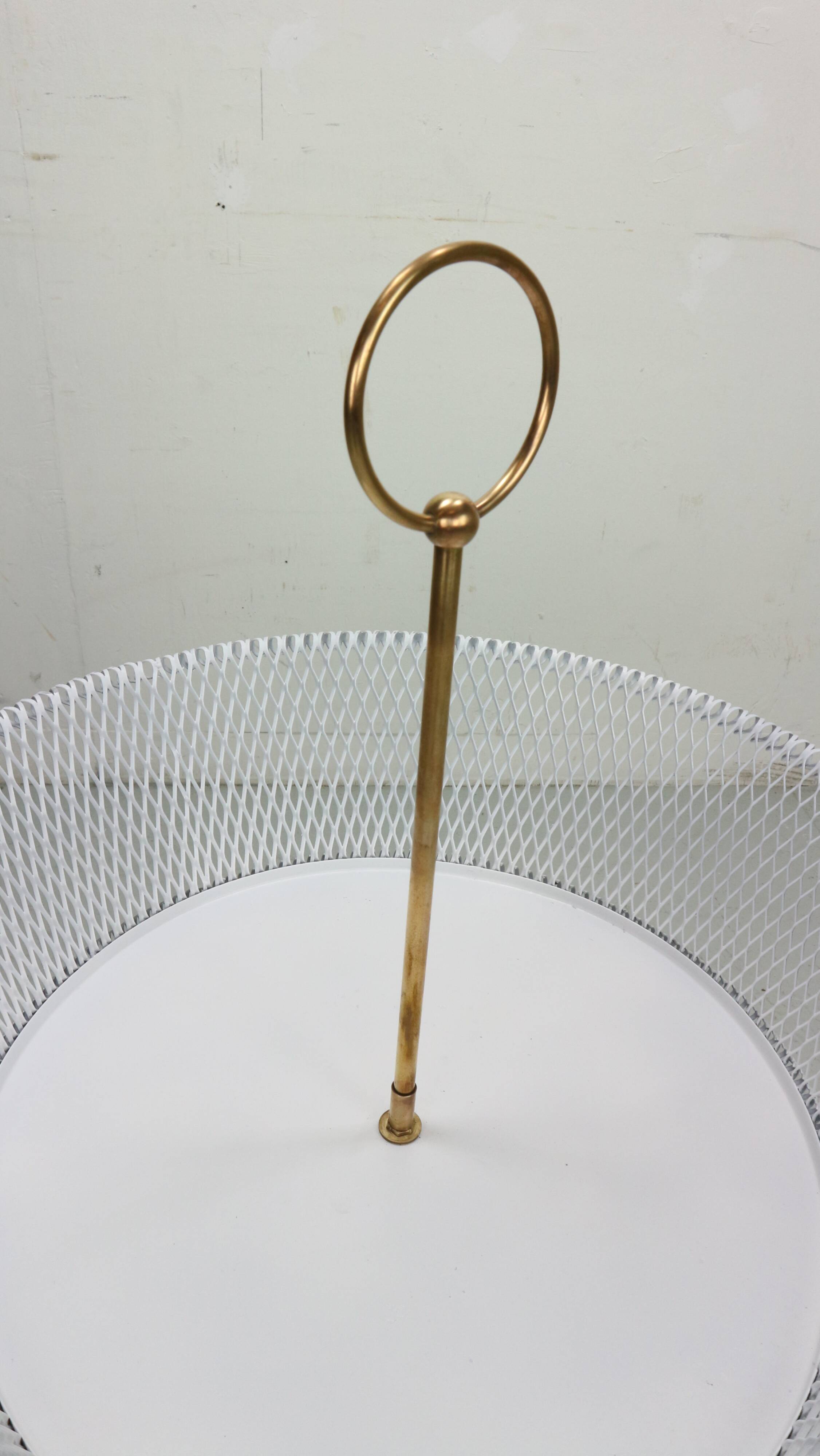 Vintage white metal and brass planter or basked, France 1960s