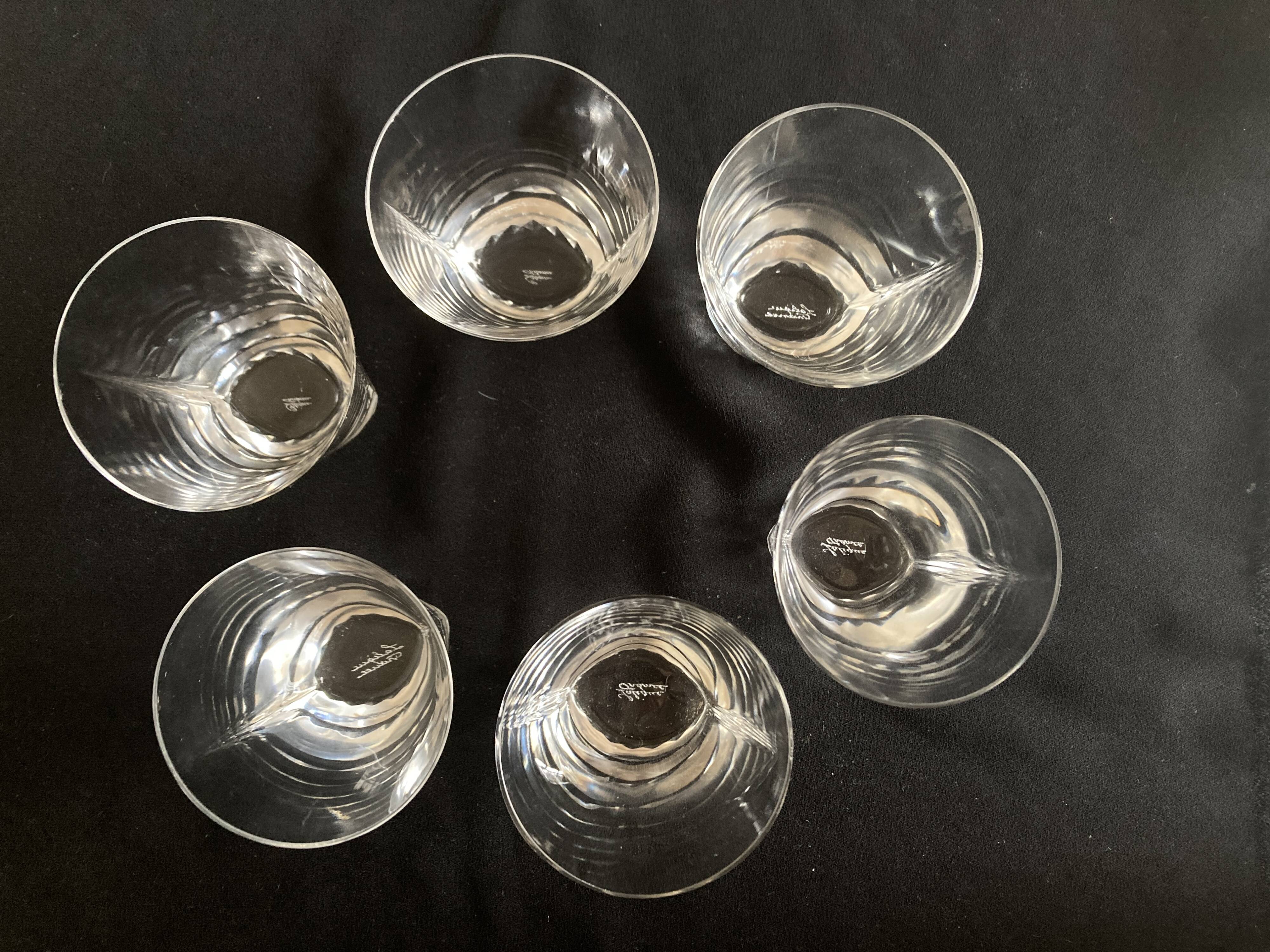 Set of 6 Lalique modernist glasses 1960 Kent crystal tumblers.