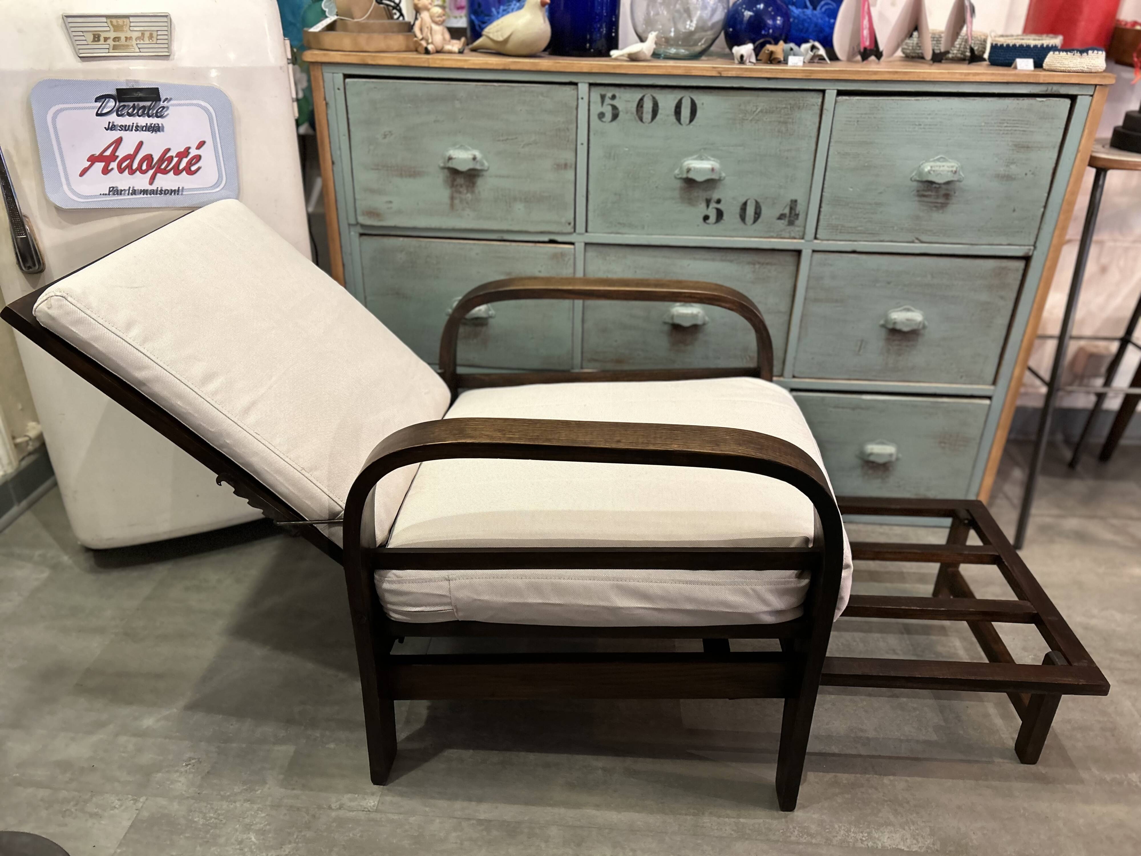 Multi-position relaxation armchair from the 1930s/40s in teak.