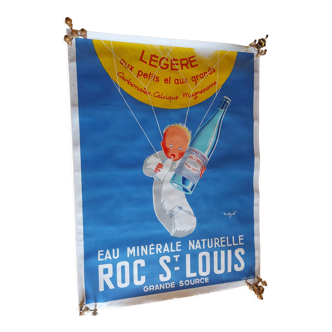 Poster lithograph, canvas, mineral water roc saint louis for baby
