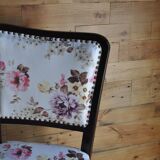 Set of 3 Art Deco chairs in multicoloured velvet with a dark wood frame — 1930s