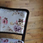 Set of 3 Art Deco chairs in multicoloured velvet with a dark wood frame — 1930s