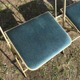 4 blue velvet folding chairs