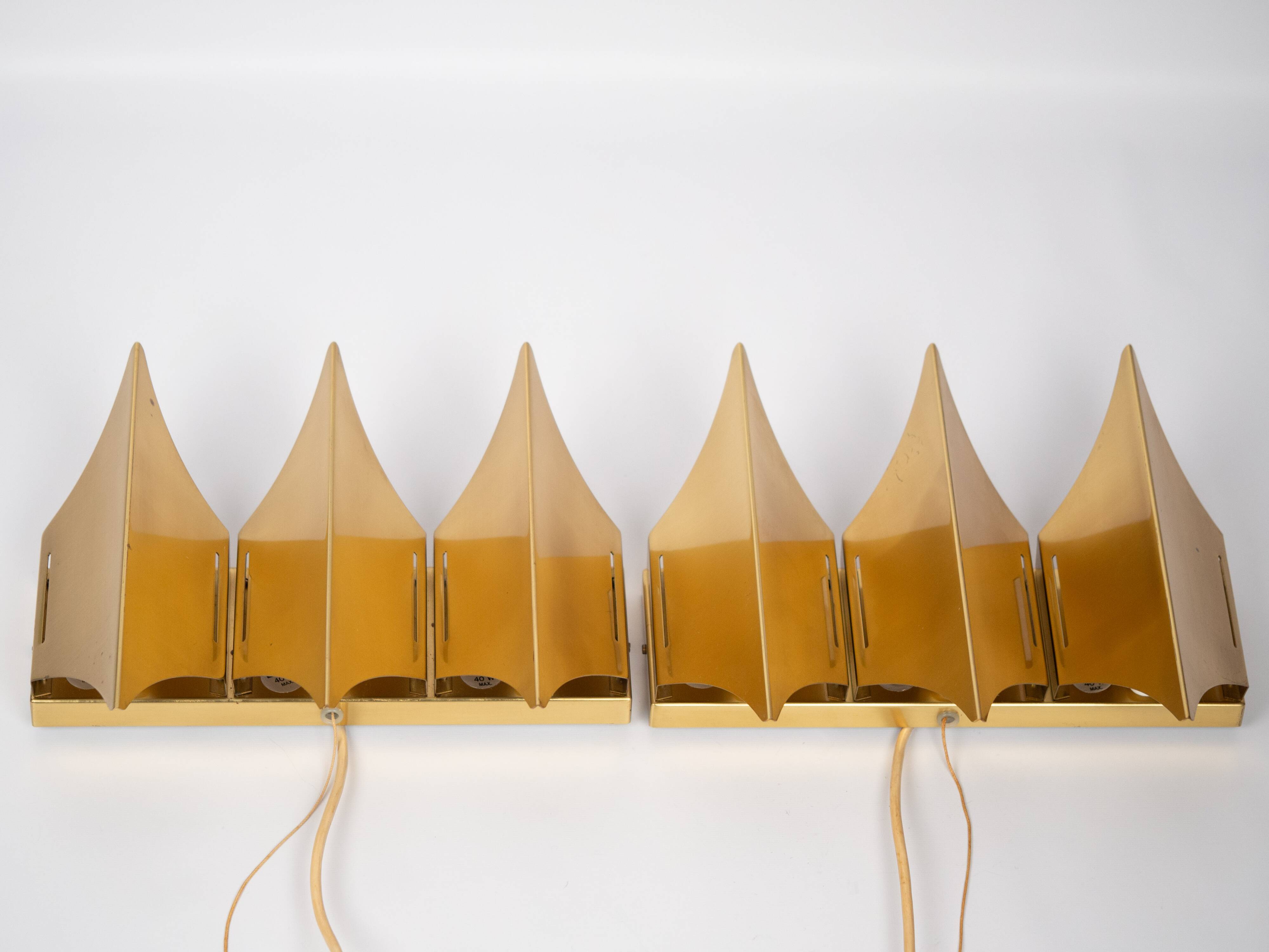 Paire de 2 appliques danoises Gothic 3 par Bent Karlby, Lyfa, années 1960