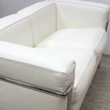 Cassina LC2 2-seater sofa in white leather