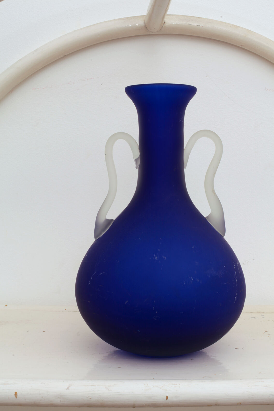 Large vase - sanded blue glass