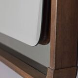 VINTAGE 1960S WALL MIRROR IN WOOD AND SMOKED GLASS, ITALIAN DESIGN