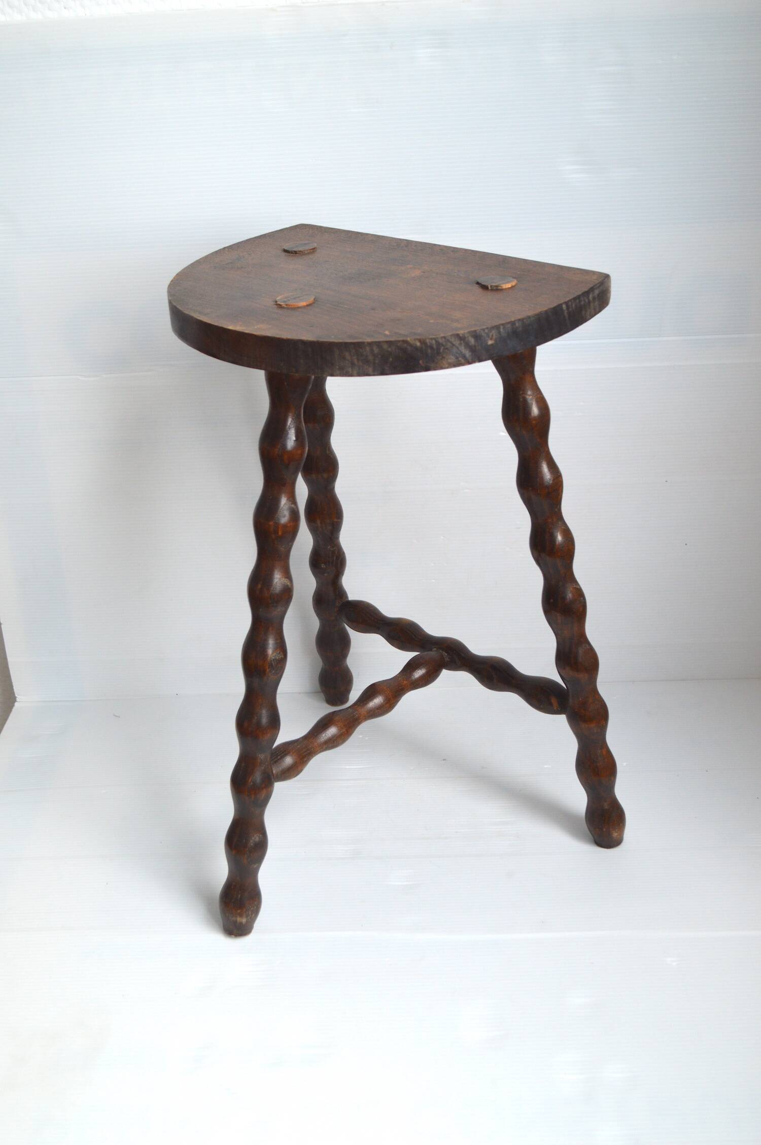 Beaded Wood Tripod Stool