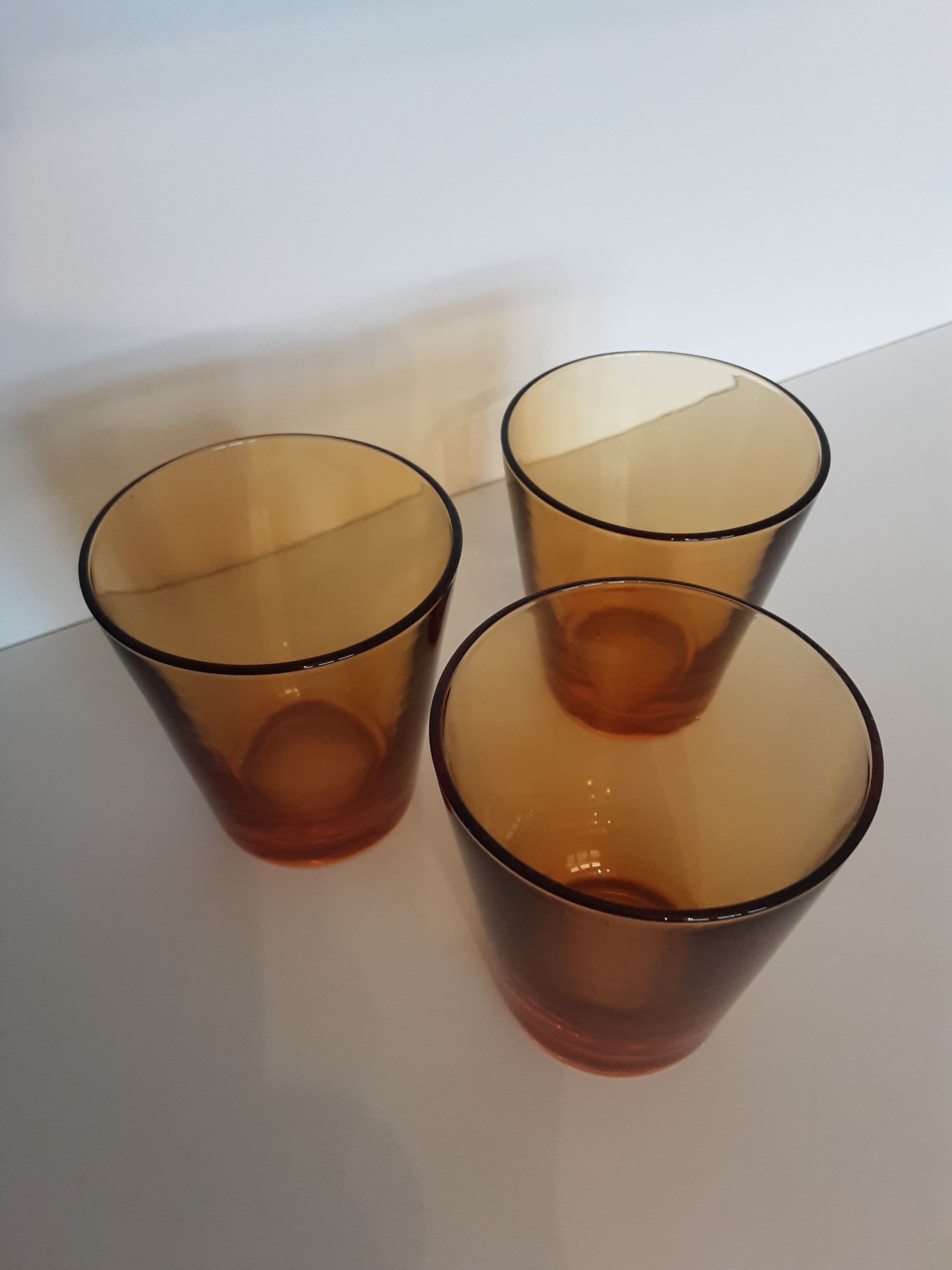 Lot de 3 verres vereco ambre