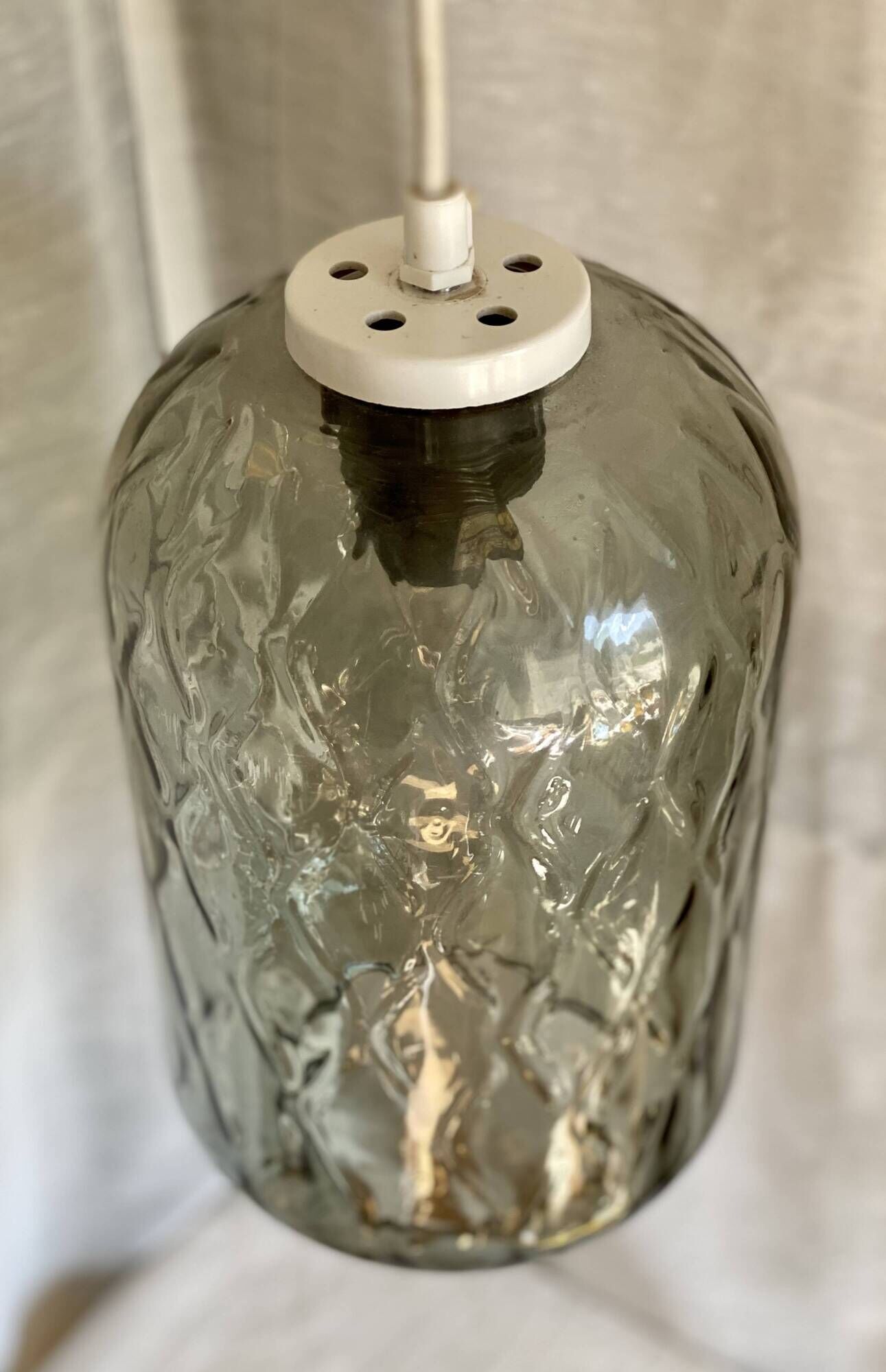 Vintage 1970 Murano glass cylindrical pendant light