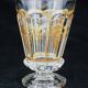 Baccarat glass vase with purple violets, gilded moulded crystal, Charles X Louis Philippe signed.