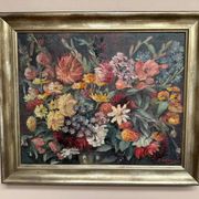 Original Still Life Oil on Canvas “Still Life with Flowers” by F. Wiegand