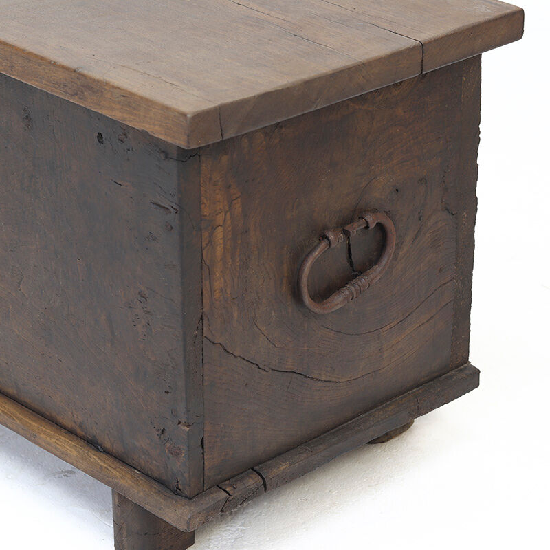 Rustic 18th Century Farmhouse Antique Primitive Six Plank Spanish Chest