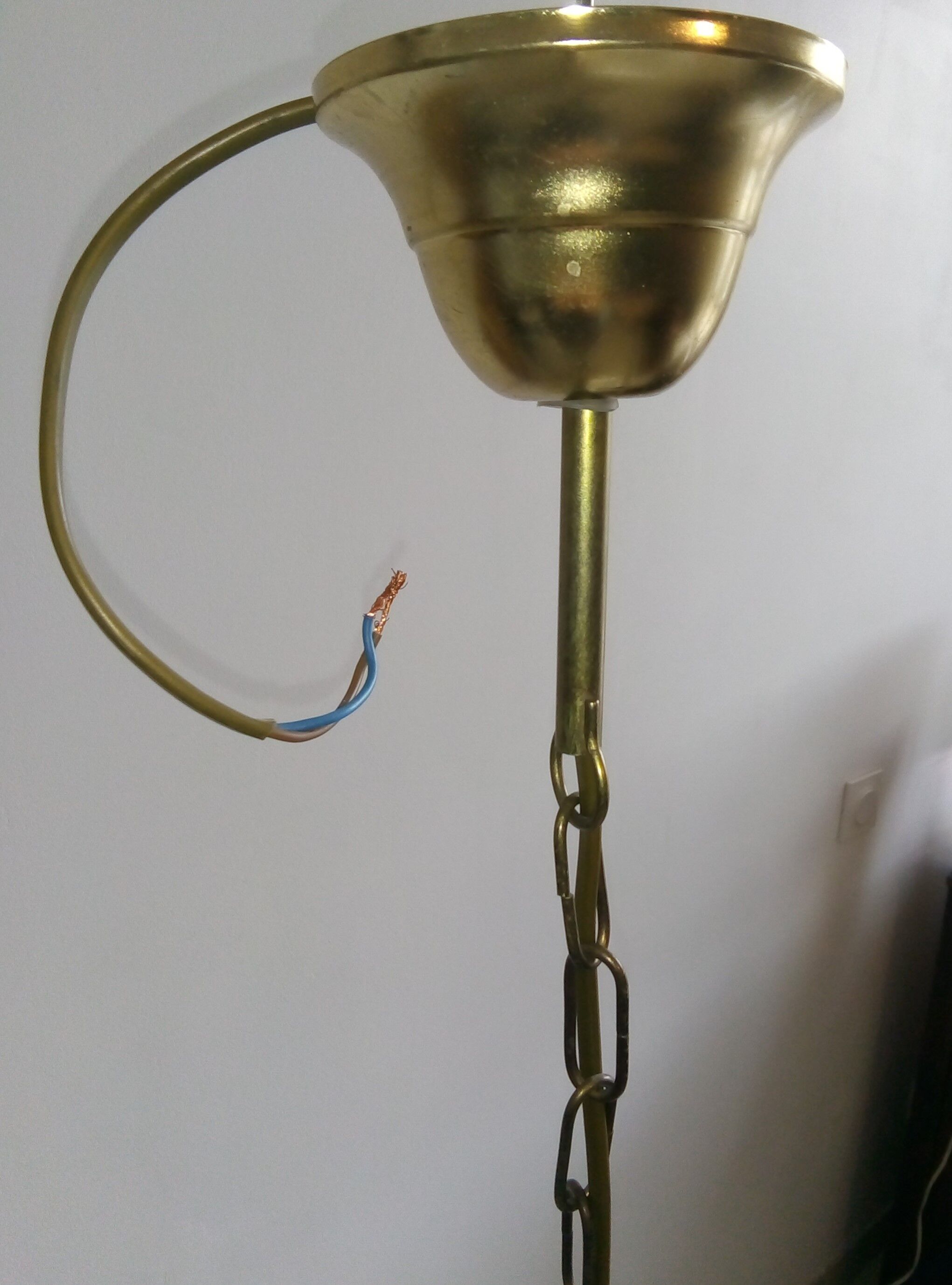 Chandelier suspension mother-of-pearl and brass