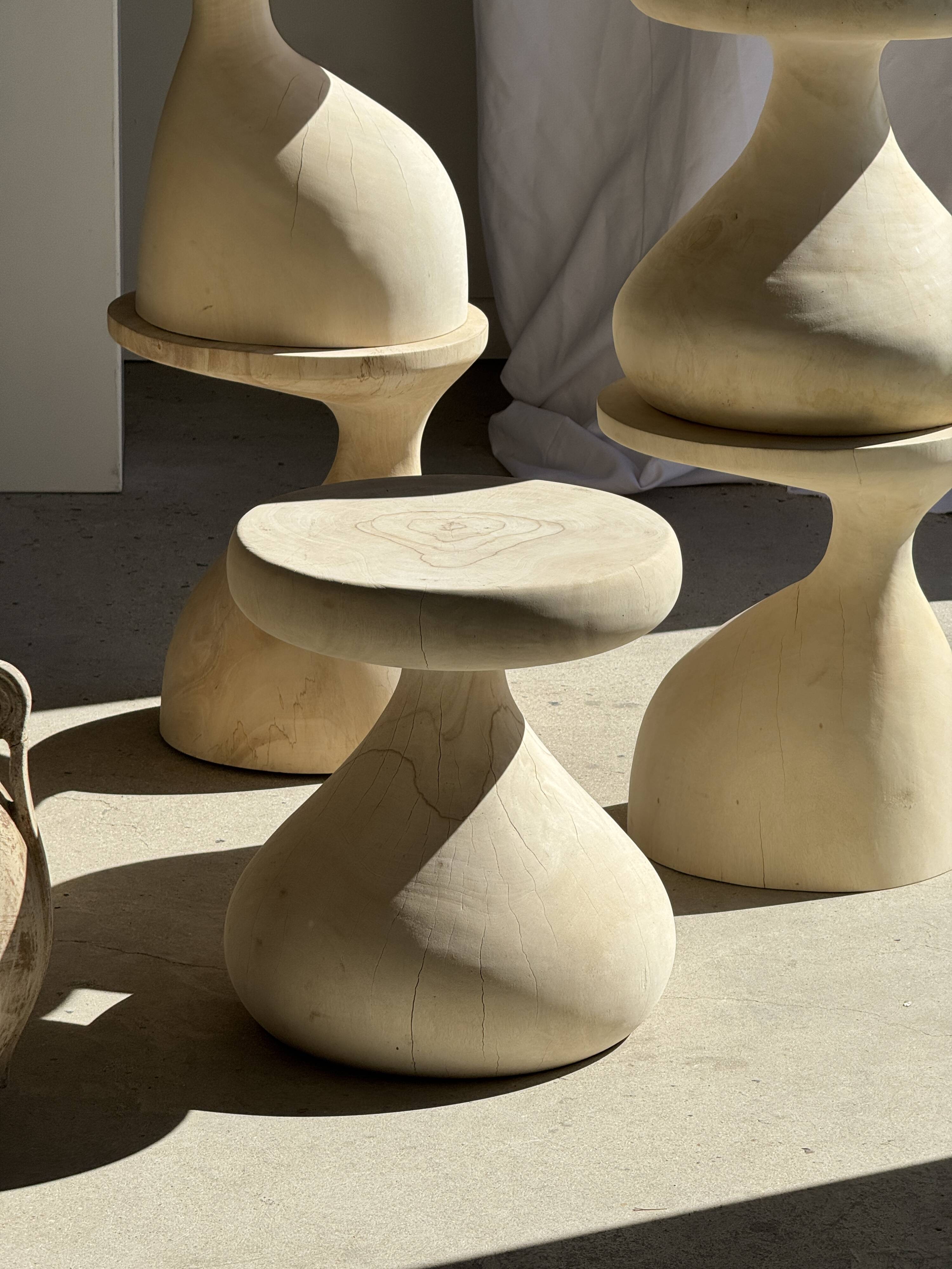 Pawn Bleach - Stool, side table, end table in solid mango wood