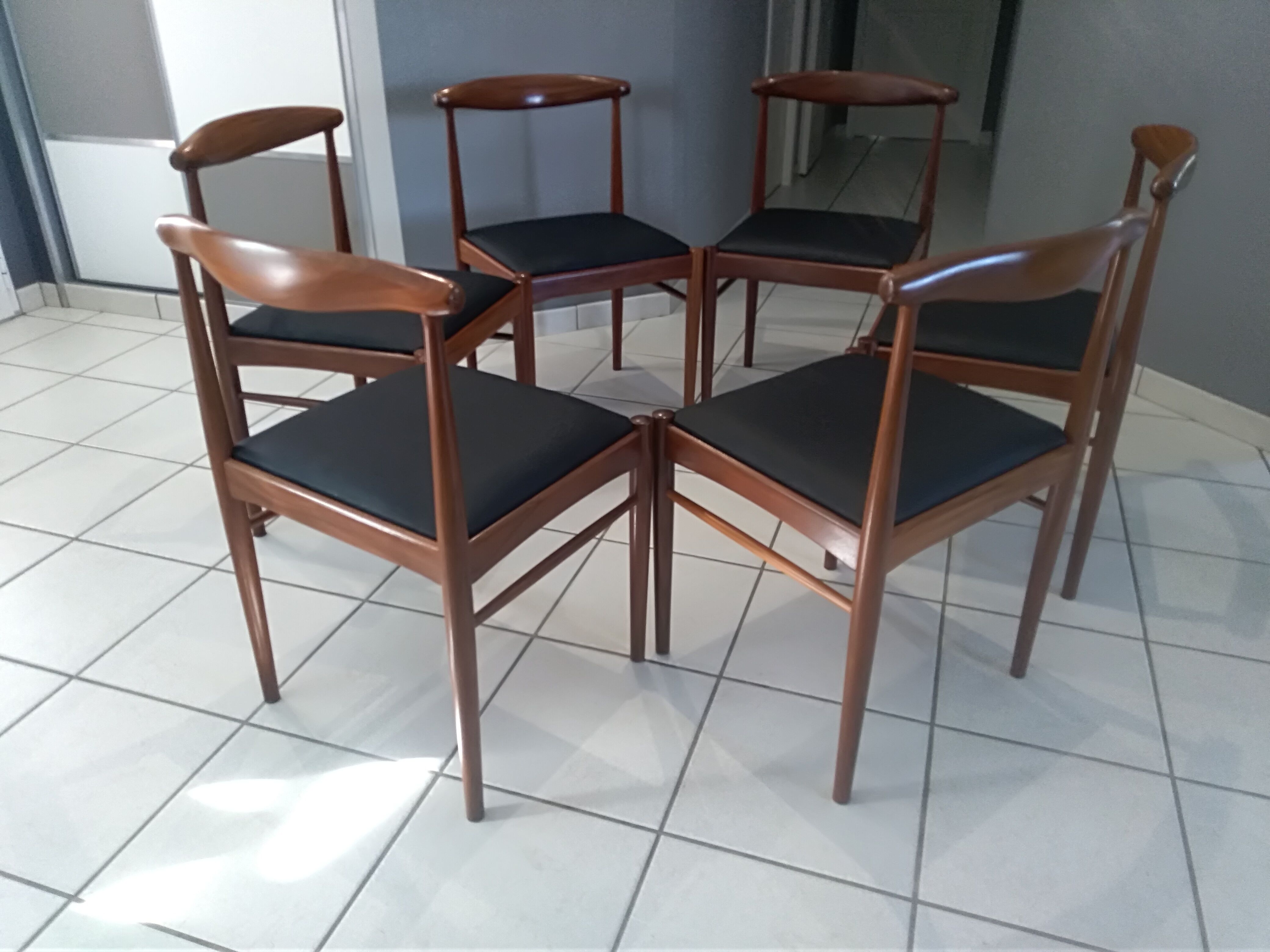 Suite of 6 chairs in Teck Denmark K.S vintage 1960