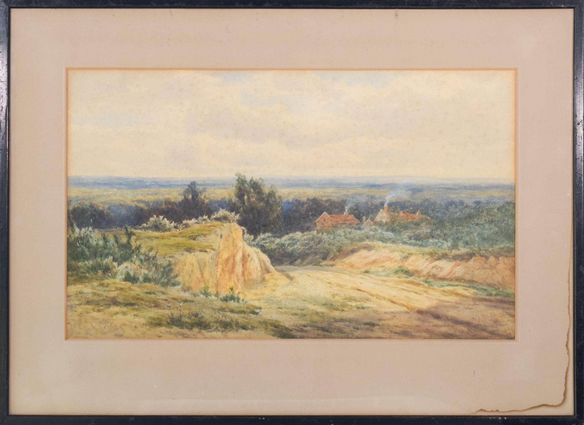 Aquarelle 'Paysage rural' par James Edward Grace