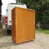 Wardrobe 1950 light oak sliding doors