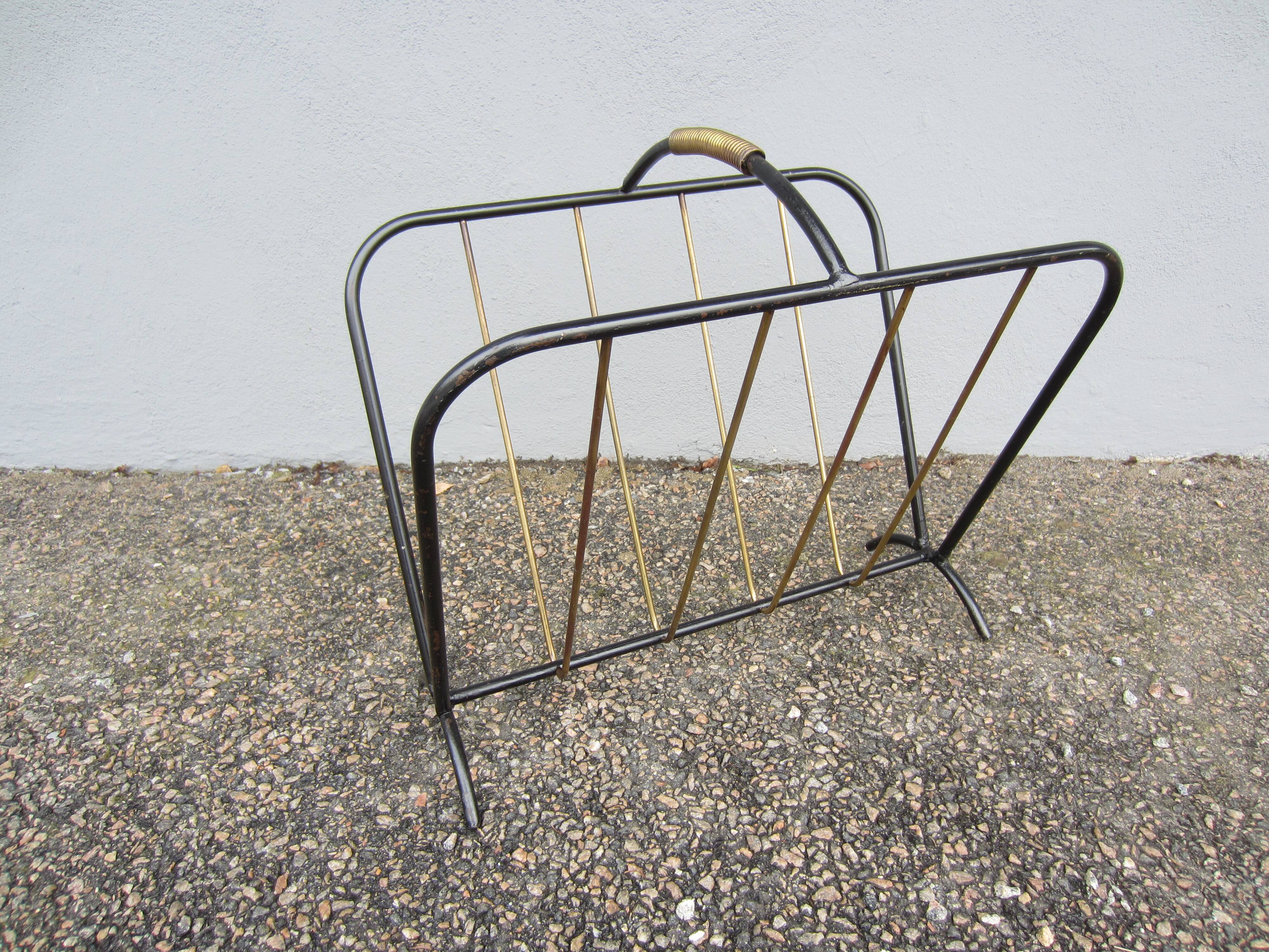 Steel and brass magazine rack