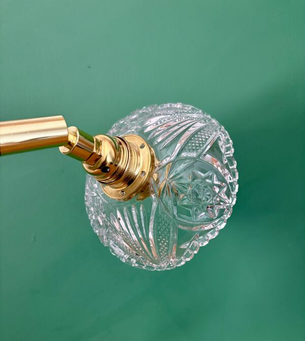 Applique abat-jour vintage en verre ciselé - collection vaisselle -