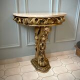 Carved wooden and marble console