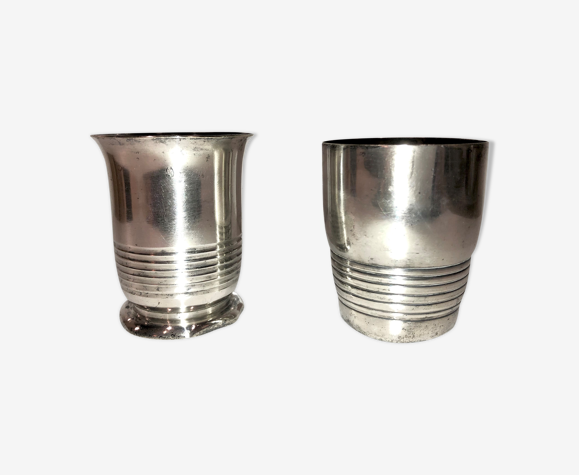 Paire de timbales Art Déco en métal argenté