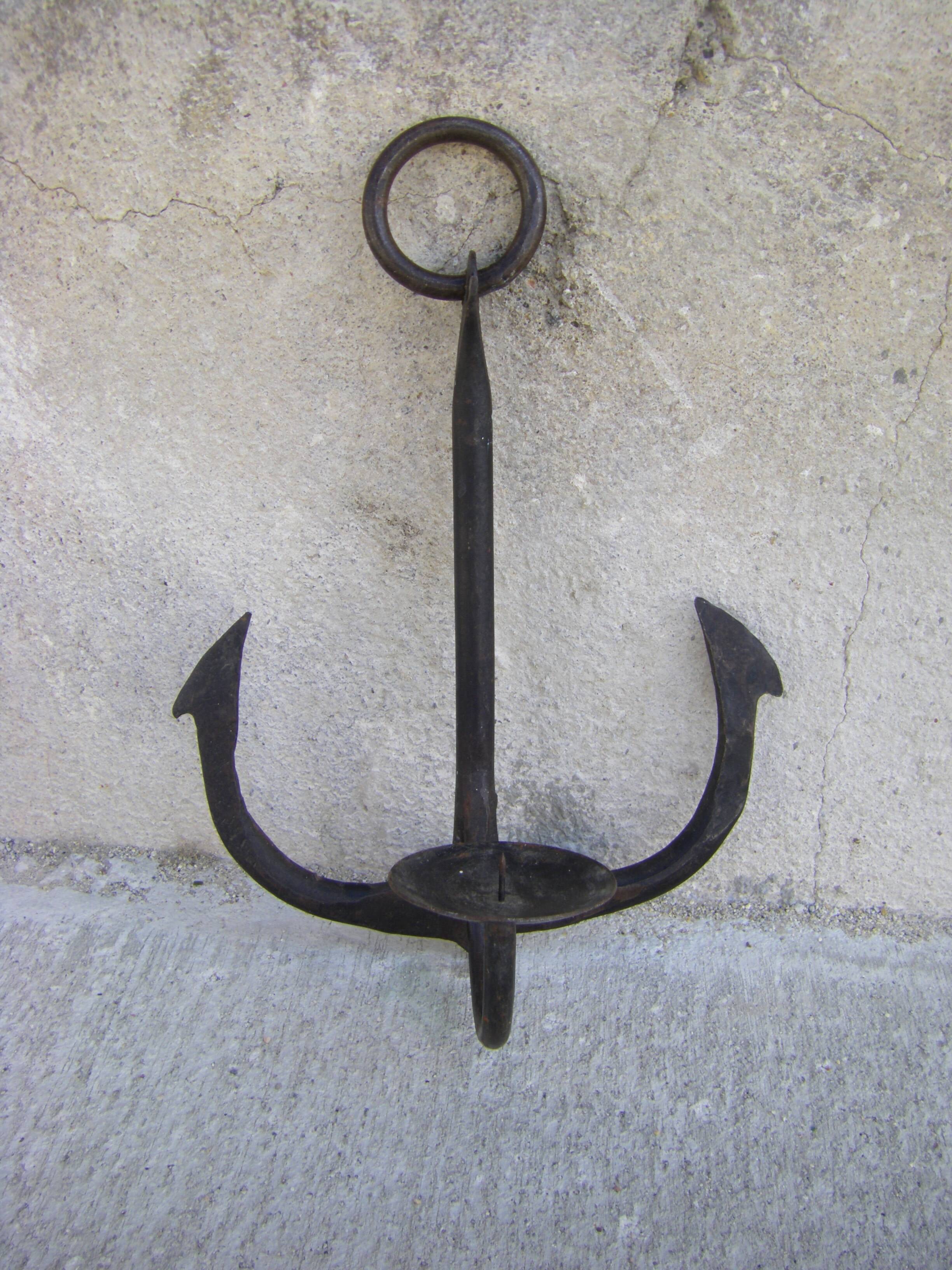 Candle holder wrought iron marine anchor