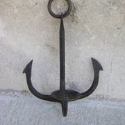 Porte-bougies ancre marine en fer forgé