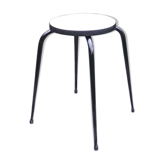 Formica round stool black and green