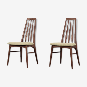 2 chaises Eva modèle en teck danois par Niels Koefoed pour Koefoeds Hornslet, années 1960