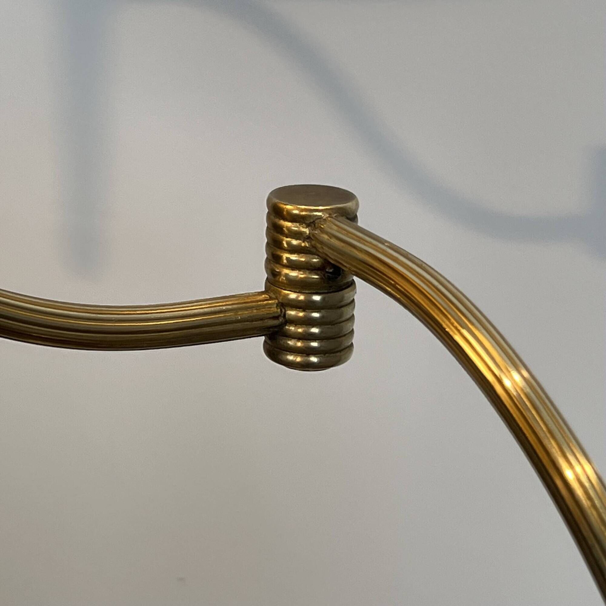 Reading Floor Lamp with Adjustable Arm in Gold Brass. French Work. Vers