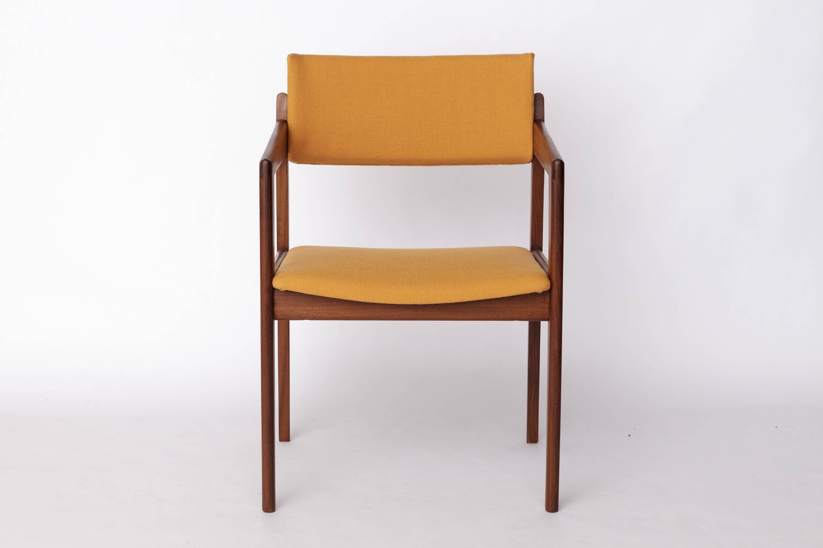 Vintage Thonet Armchair, 1970s–1980s, Teak Wood Frame, Peach Fabric Upholst