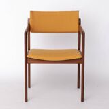 Vintage Thonet Armchair, 1970s–1980s, Teak Wood Frame, Peach Fabric Upholst